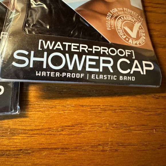 SHOWER CAP WaterProof Premium Elastic With Band Perfect Fit Black Sz L lot of 3 - Picture 3 of 6